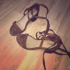 Tan Block Heels w/ Straps